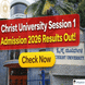 Christ University Session 1 Admission 2026 Results Out; Check Now @christuniversity.in